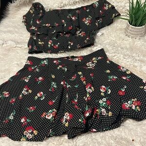 NEW Pink Owl Skort Set! Size Small NWOT off shoulder peasant top light